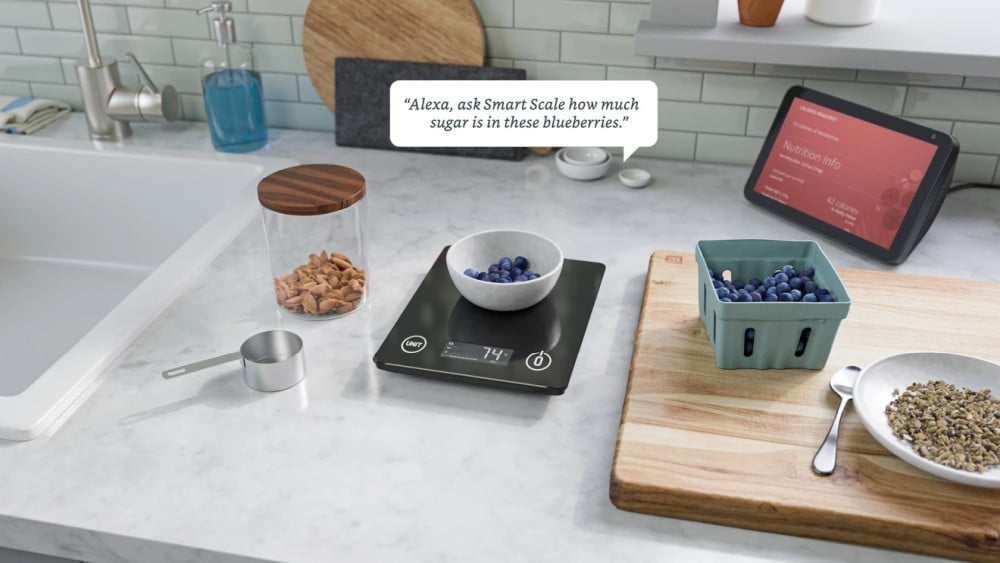 Amazons smarte Küchenwaage "Smart Nutrition Scale" mit Alexa-Funktion.