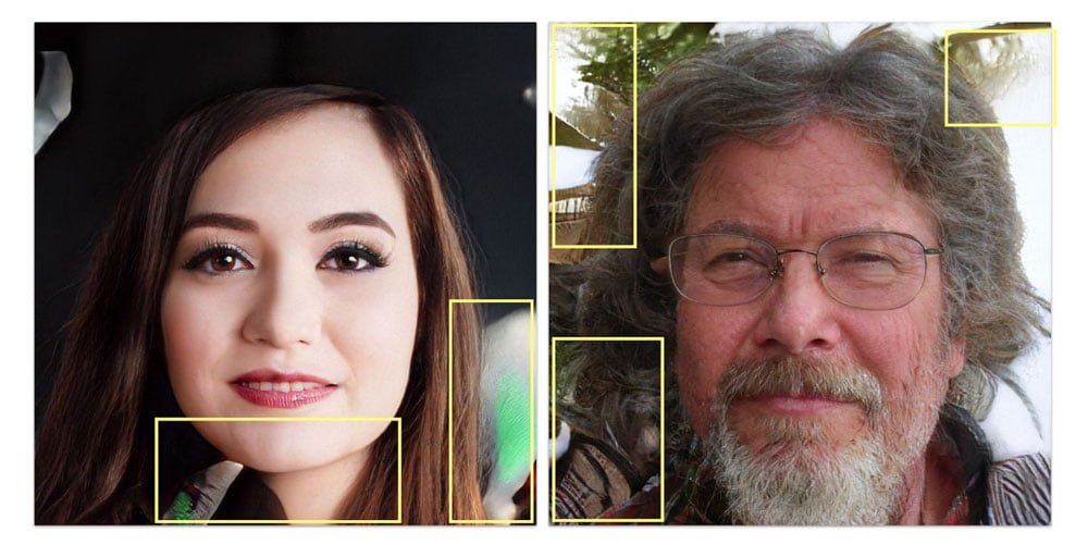 Profilbilder von "Mary Keen" und "Jacobs Guillermo". Beide waren Admins von gesperrten Gruppen. Beide Fotos sind KI-generiert. Bild: Graphika.