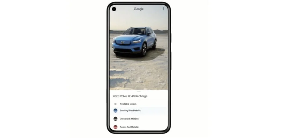 Google Lens kündigt AR-Auto-Showroom an.