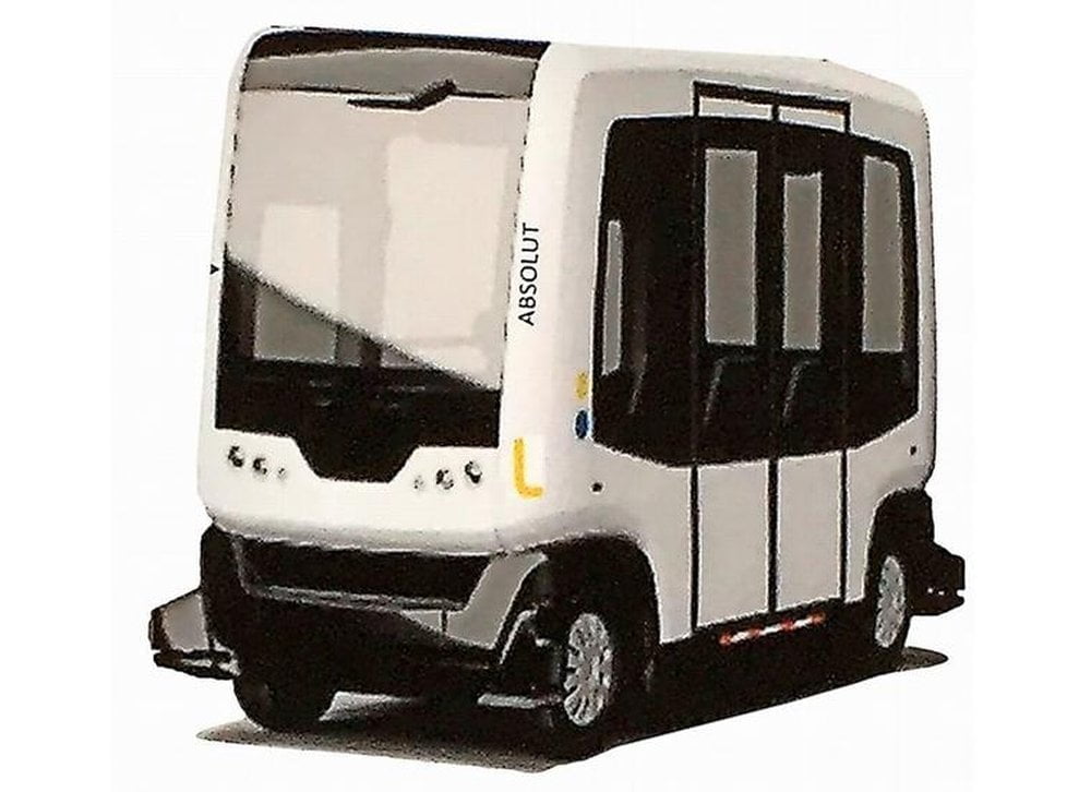 Ein elektrisch betriebener Kleinbus mit autonomer Fahrfunktion.