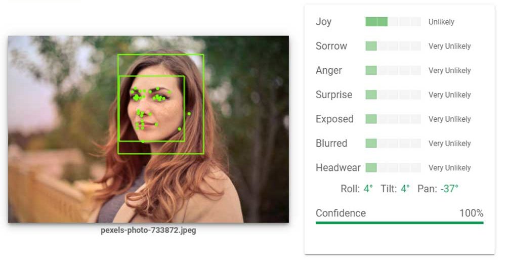 Künstliche Intelligenz identifiziert Emotionen in Gesichtern. Ein Google-Tool zeigt wie das aussieht.