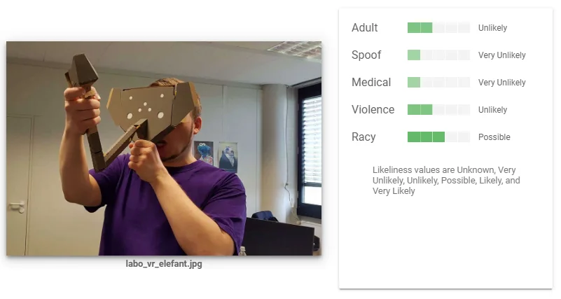 Bei einem Test mit einem Foto mit verstörendem, bizarrem Motiv, bleibt die Bild-KI cool. Bild: Screenshot