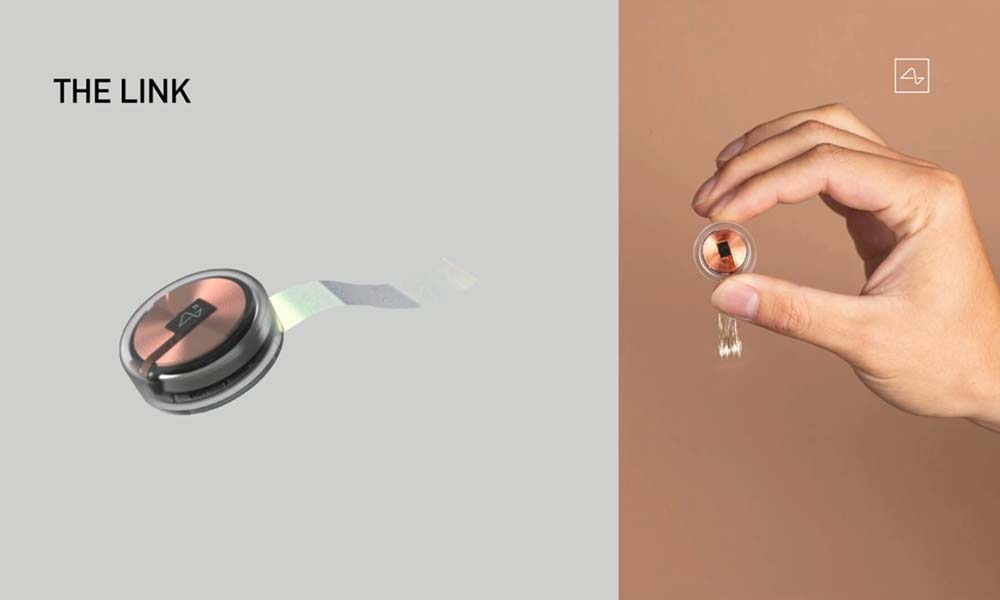 Dieses Bild zeigt den Produktanspruch von Neuralink: Der Chip wird im Stil eines Tech-Gadgets präsentiert statt eines medizinischen Geräts. | Bild: Neuralink