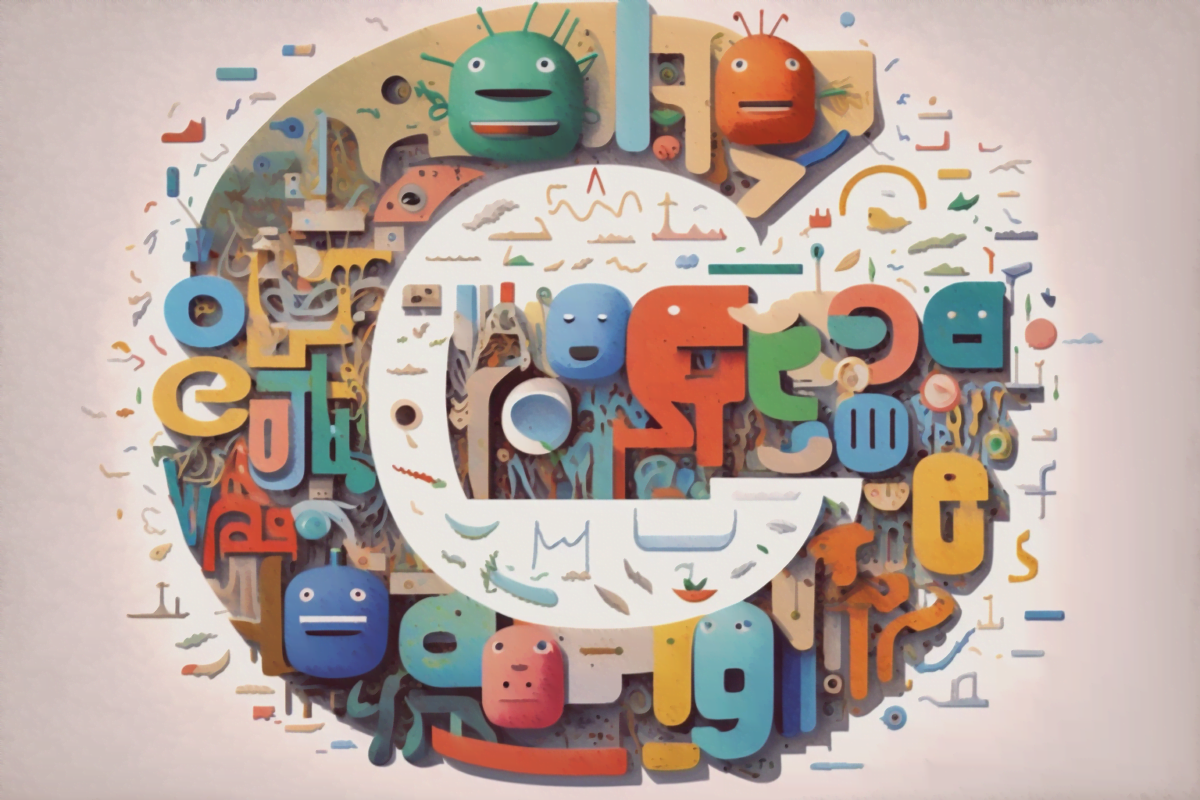 Das Google-G mit kleinen Figuren und Gesichtern darauf