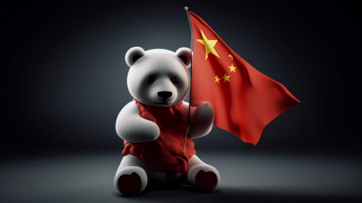 Matthias_a_baidu_teddy_bear_holding_a_chinese_flag_digital_art_midjourney