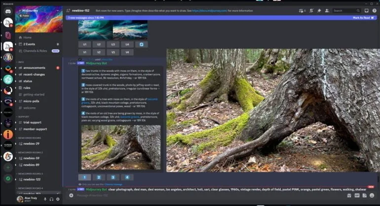 Beispiel für die Ergebnisse des Beschreibungswerkzeugs in der Mitte der Reise.