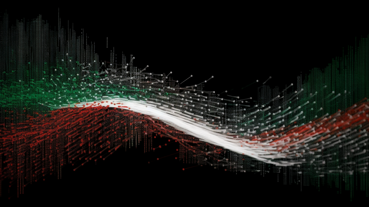 Italienische Flagge im Datenstrom.