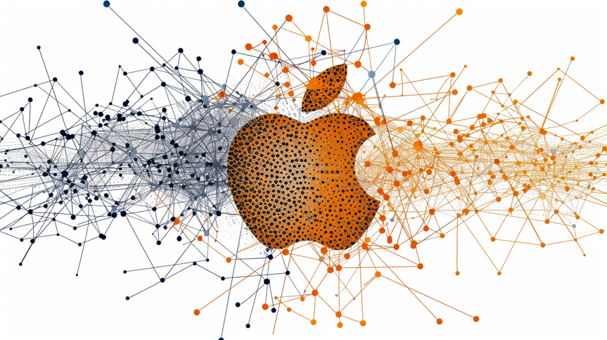 The Apple Logo generated in a neural network, illustration