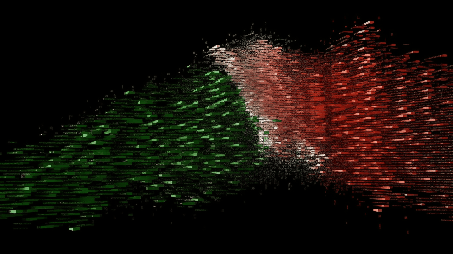 Illustration of the Italian flag in a data stream style