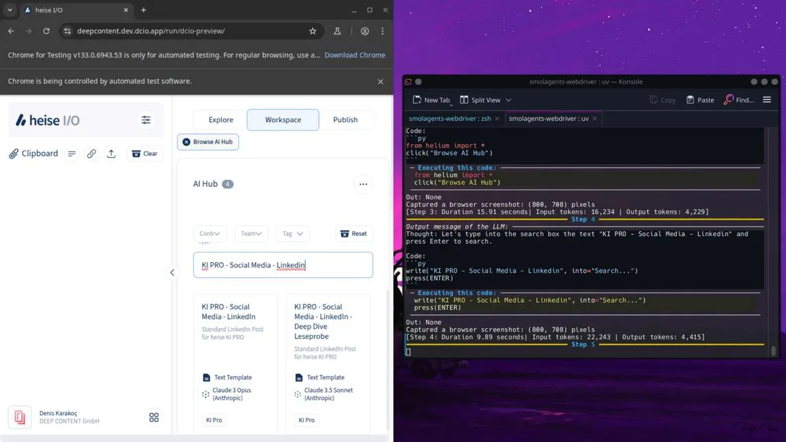 Demo SmolAgents mit heise I/O: Suchen