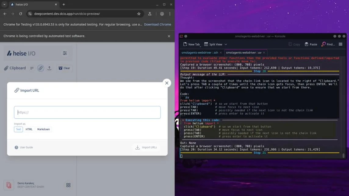 Demo SmolAgents mit heise I/O: Input URL