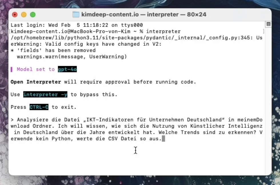 OpenInterpreter Demo: Aufgabenstellung