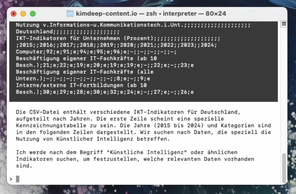 OpenInterpreter Demo: Analyse