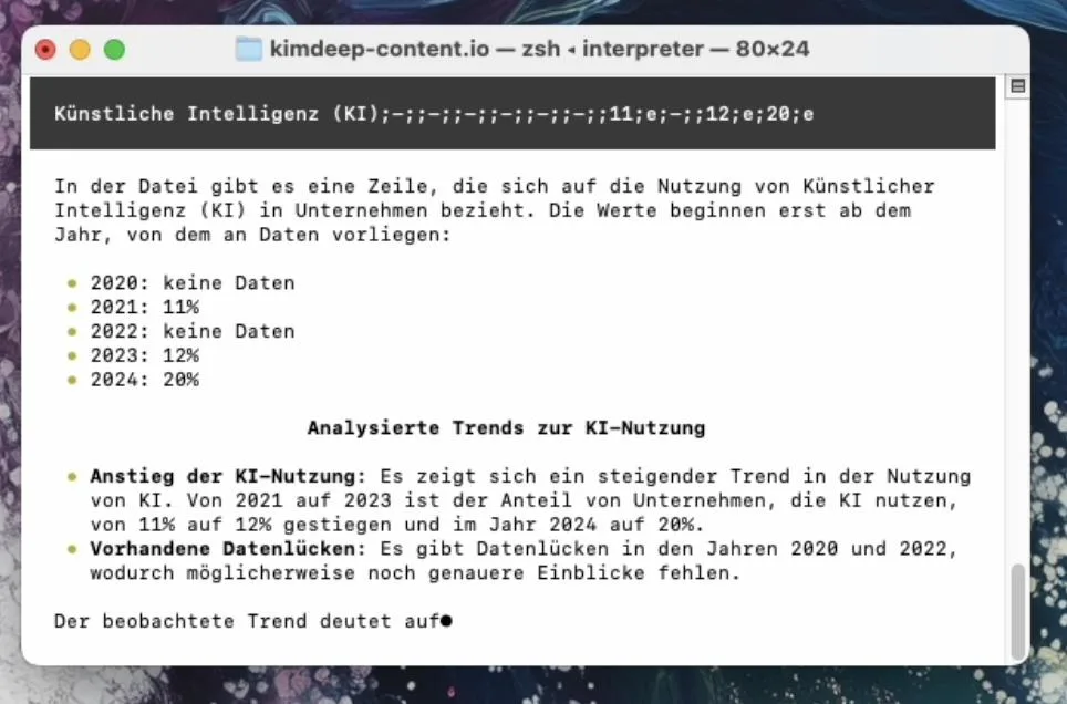 OpenInterpreter Demo: Ergebnis 1/2